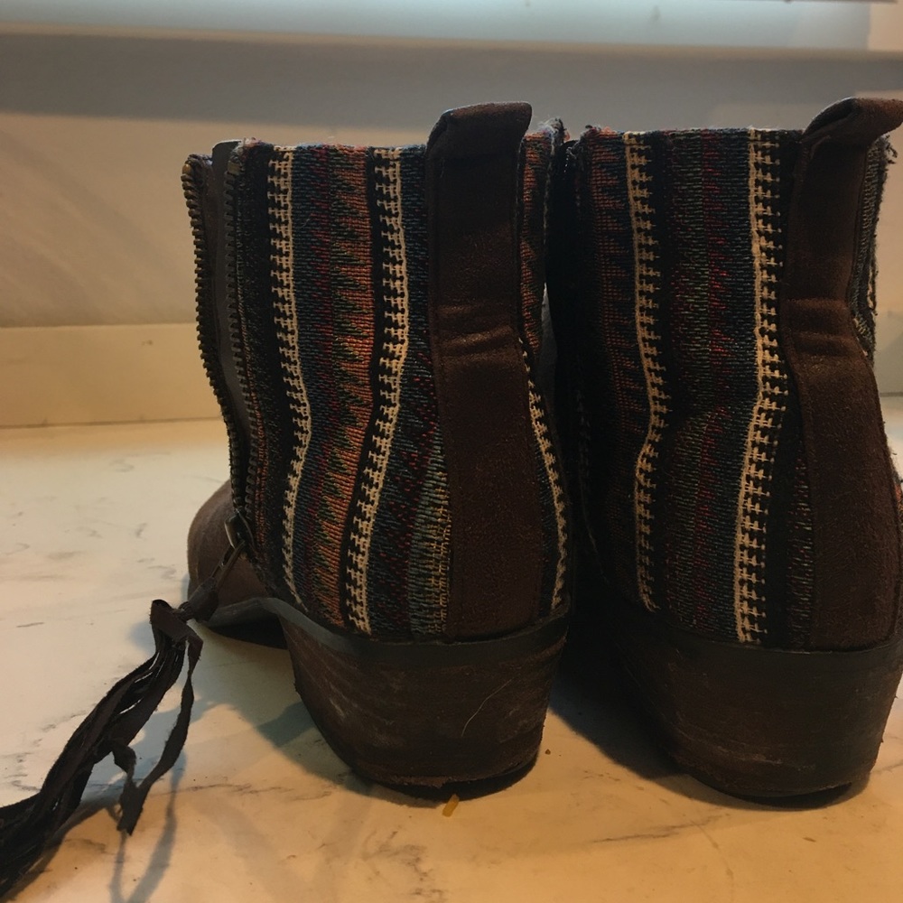suede booties with embroidered detail
